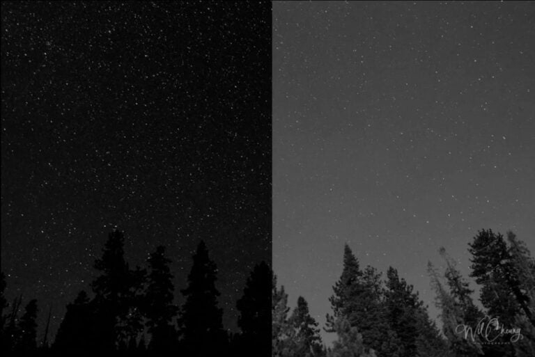 Comparison of starry skies and moonlit skies